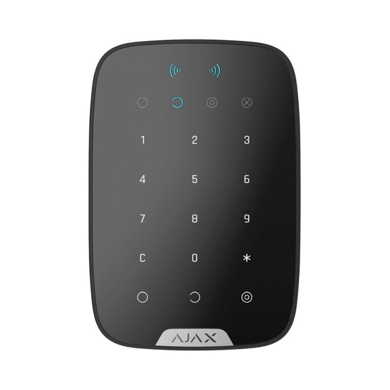 Купити Бездротова сенсорна клавіатура Ajax Keypad Plus (8EU) UA black зі зчитувачем карток Pass і брелоків Tag. Системи безпеки для дому та офісу. Магазин RG-Group. Системи відеонагляду та охоронні сигналізації. Продаж та послуги встановлення