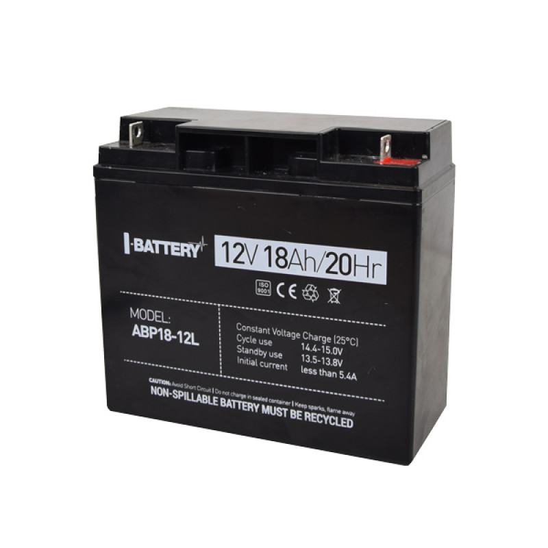 Купити Акумулятор 12В 18А·год для ДБЖ I-Battery ABP18-12L. Системи безпеки для дому та офісу. Магазин RG-Group. Системи відеонагляду та охоронні сигналізації. Продаж та послуги встановлення
