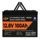 Купити Акумулятор LP LiFePO4 12V (12,8V) - 100 Ah (1280Wh) (Smart BMS 100А) з BT пластик. Системи безпеки для дому та офісу. Магазин RG-Group. Системи відеонагляду та охоронні сигналізації. Продаж та послуги встановлення