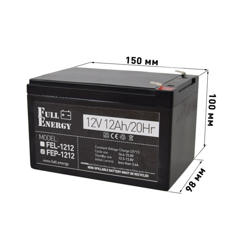 Акумулятор 12В 12 А·год для ДБЖ Full Energy FEP-1212