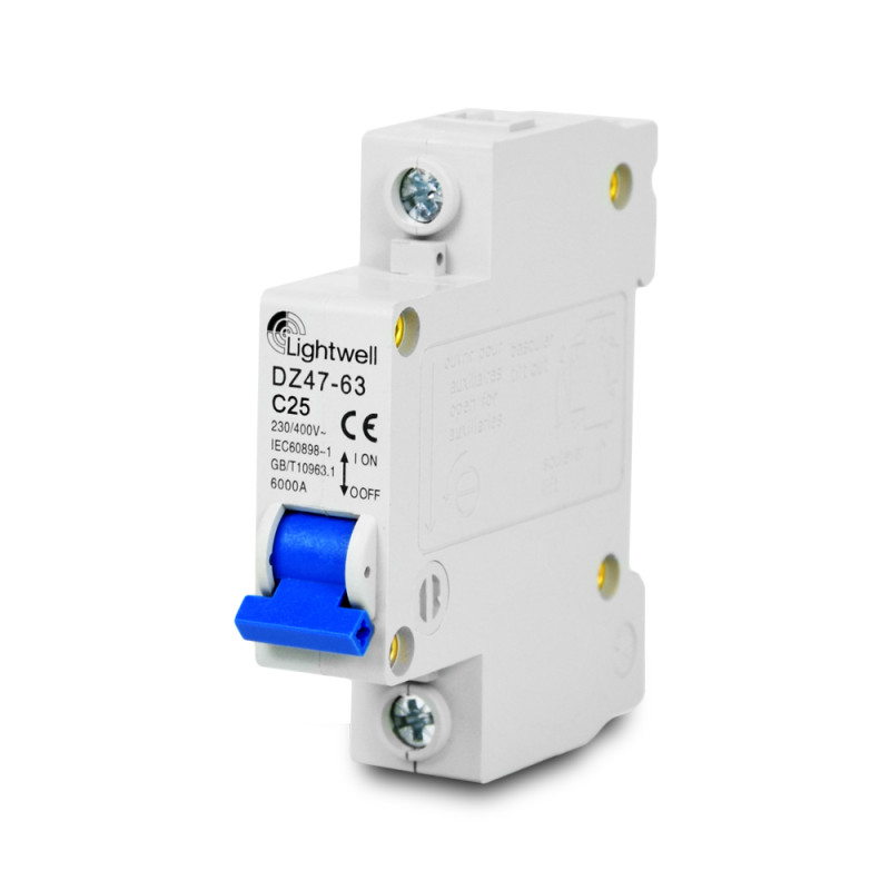 Купити Автоматичний вимикач Lightwell MCB 1P 25A (DZ47-63 C25). Системи безпеки для дому та офісу. Магазин RG-Group. Системи відеонагляду та охоронні сигналізації. Продаж та послуги встановлення