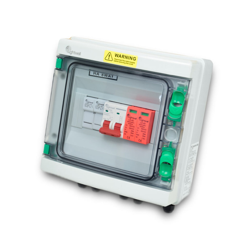Купити Сонячна PV розподільна коробка LQX1/1DC500VB1-1532-PG, DC 500В 1 вхід 1 вихід, з блискавкозахистом. Системи безпеки для дому та офісу. Магазин RG-Group. Системи відеонагляду та охоронні сигналізації. Продаж та послуги встановлення
