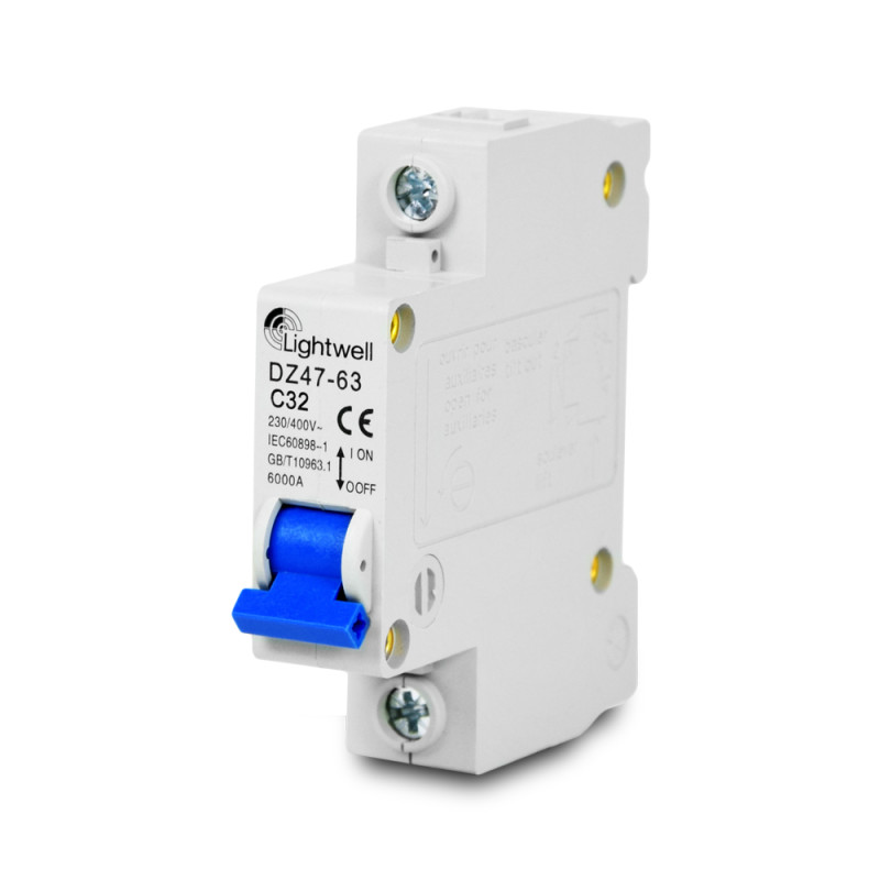 Купити Автоматичний вимикач Lightwell MCB 1P 32A (DZ47-63 C32). Системи безпеки для дому та офісу. Магазин RG-Group. Системи відеонагляду та охоронні сигналізації. Продаж та послуги встановлення
