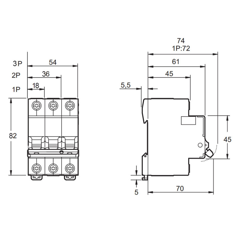 Автоматичний вимикач Lightwell MCB 3P 63A (DZ-47-63 C63)