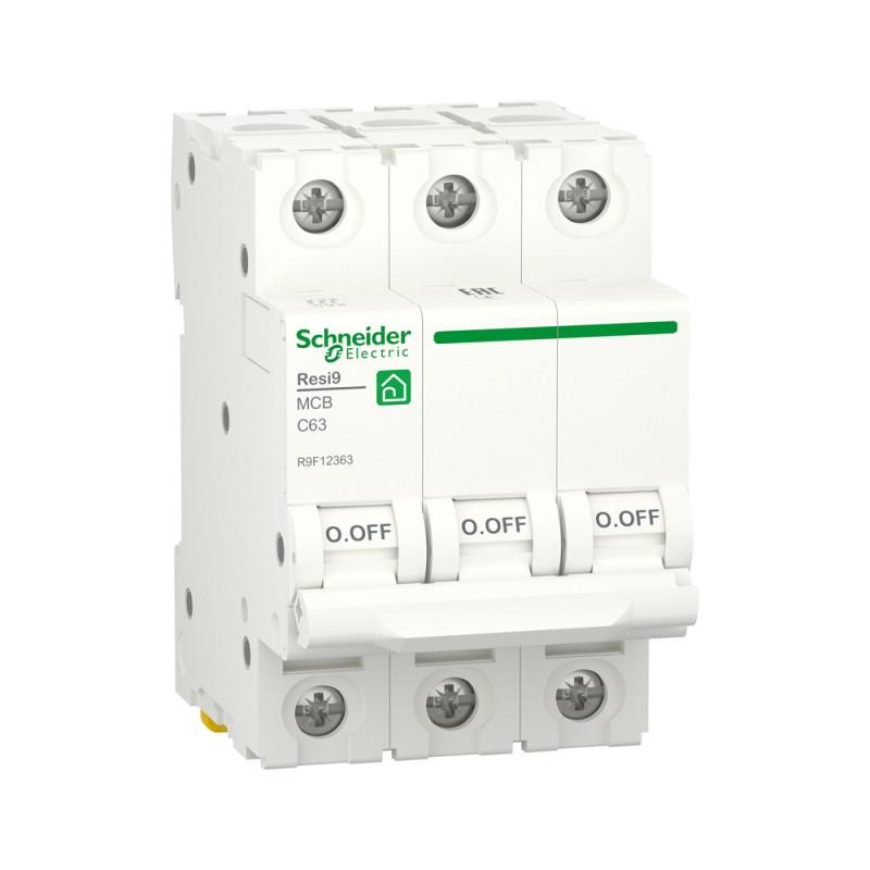 Купити Автоматичний вимикач RESI9 6kA 3P 3P 63А C Schneider Electric. Системи безпеки для дому та офісу. Магазин RG-Group. Системи відеонагляду та охоронні сигналізації. Продаж та послуги встановлення
