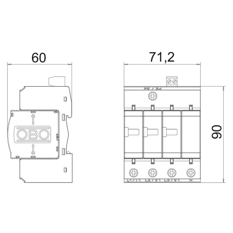 Обмежувач перенапруг OBO Bettermann Тип II V20-C 3+NPE+FS (5094765)