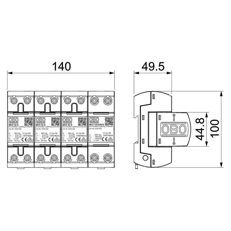 Обмежувач перенапруг OBO Bettermann MCD 50-B 3+1 (5096879)