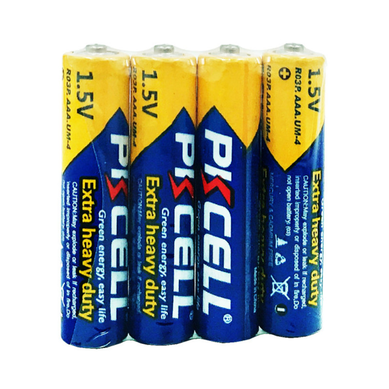 Комплект з 20 батарейок PKCELL Extra Heavy Duty AAA R03P 1.5V по 4шт./плівка