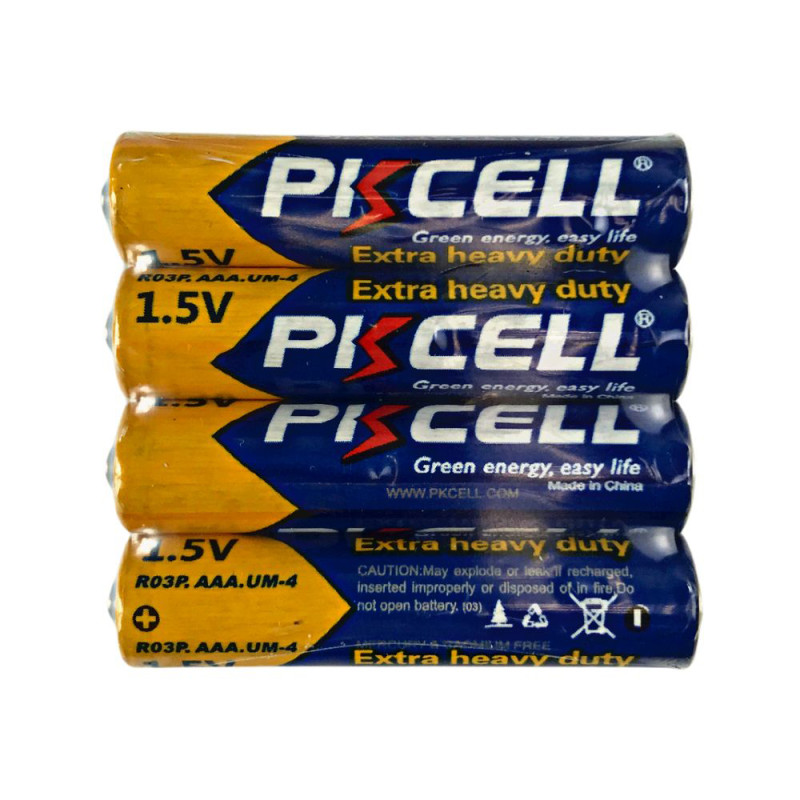 Комплект з 20 батарейок PKCELL Extra Heavy Duty AAA R03P 1.5V по 4шт./плівка