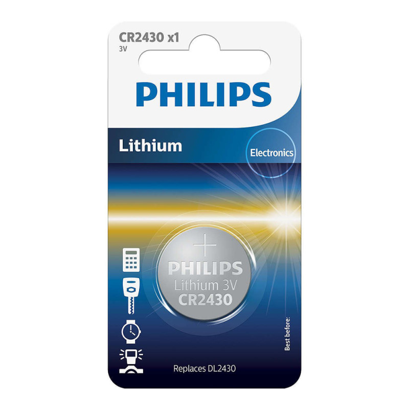 Купити Батарейка Philips CR2430 BLI 1 Lithium (CR2430/00B). Системи безпеки для дому та офісу. Магазин RG-Group. Системи відеонагляду та охоронні сигналізації. Продаж та послуги встановлення
