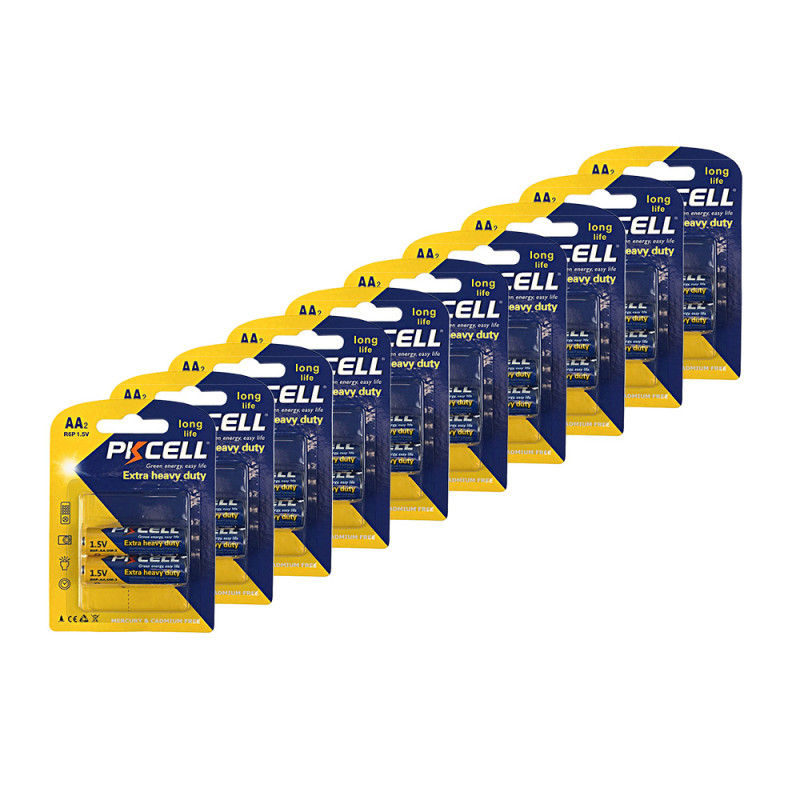 Купити Комплект з 20 батарейок PKCELL Extra Heavy Duty AA R6P 1.5V по 2шт./блістер. Системи безпеки для дому та офісу. Магазин RG-Group. Системи відеонагляду та охоронні сигналізації. Продаж та послуги встановлення