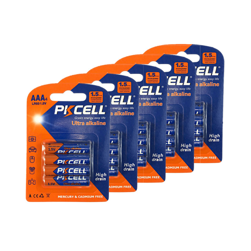Купити Комплект з 20 батарейок PKCELL Ultra Alkaline AAA LR03 1.5V по 4шт./блістер. Системи безпеки для дому та офісу. Магазин RG-Group. Системи відеонагляду та охоронні сигналізації. Продаж та послуги встановлення