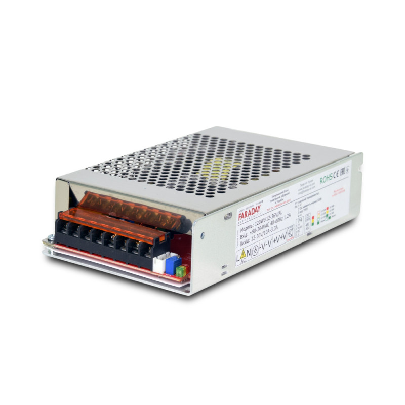 Купити Блок живлення Faraday Electronics 120W/12-36v/ALU в алюмінієвому корпусі. Системи безпеки для дому та офісу. Магазин RG-Group. Системи відеонагляду та охоронні сигналізації. Продаж та послуги встановлення