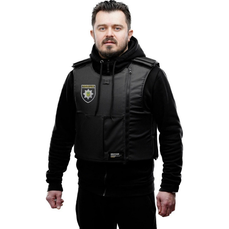 Купити Балістичний протиуламковий жилет 2 класу захисту BROTHERHOOD BV-1 POLICE НВМПЕ UHMWPE. Системи безпеки для дому та офісу. Магазин RG-Group. Системи відеонагляду та охоронні сигналізації. Продаж та послуги встановлення