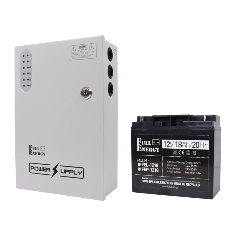 Купити Комплект блок безперебійного живлення Full Energy BBG-1210/8 + акумулятор 12В 18А·год Full Energy FEP-1218. Системи безпеки для дому та офісу. Магазин RG-Group. Системи відеонагляду та охоронні сигналізації. Продаж та послуги встановлення