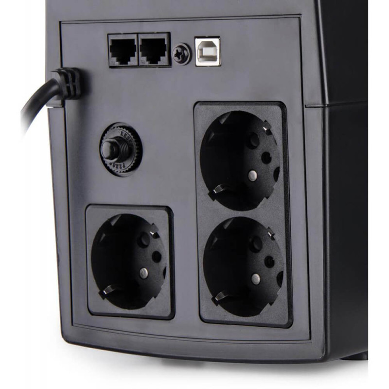 Джерело безперебійного живлення Vinga VPC-1200PU 1200ВА / 720 Вт з LCD-дисплеєм з USB у пластиковому корпусі
