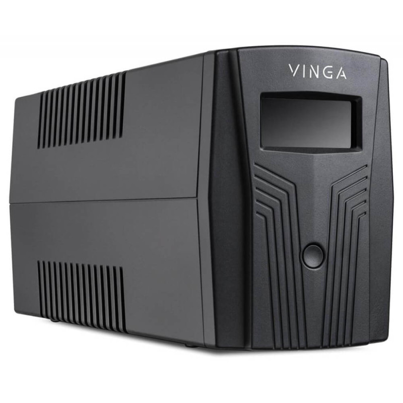 Джерело безперебійного живлення Vinga VPC-1200PU 1200ВА / 720 Вт з LCD-дисплеєм з USB у пластиковому корпусі