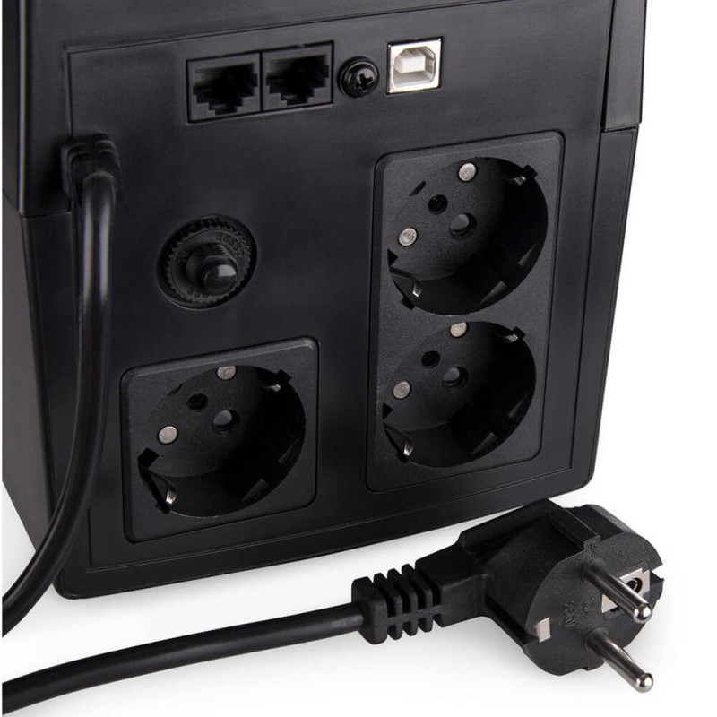 Джерело безперебійного живлення Vinga VPC-1200PU 1200ВА / 720 Вт з LCD-дисплеєм з USB у пластиковому корпусі
