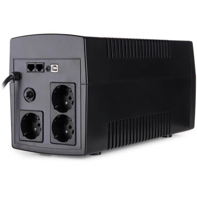 Джерело безперебійного живлення Vinga VPC-1200PU 1200ВА / 720 Вт з LCD-дисплеєм з USB у пластиковому корпусі