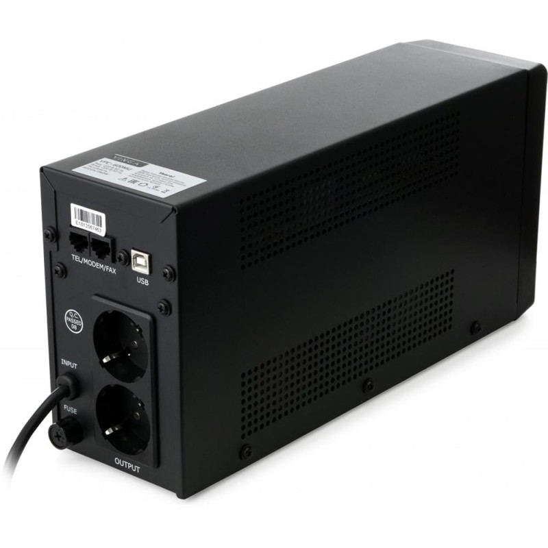 Джерело безперебійного живлення Vinga VPC-600MU 600ВА / 360 Вт з LCD-дисплеєм з USB у металевому корпусі