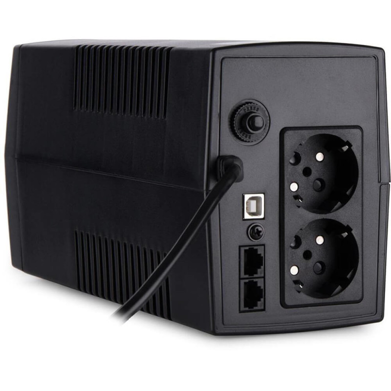 Джерело безперебійного живлення Vinga VPC-600PU 600ВА / 360 Вт з LCD-дисплеєм з USB у пластиковому корпусі