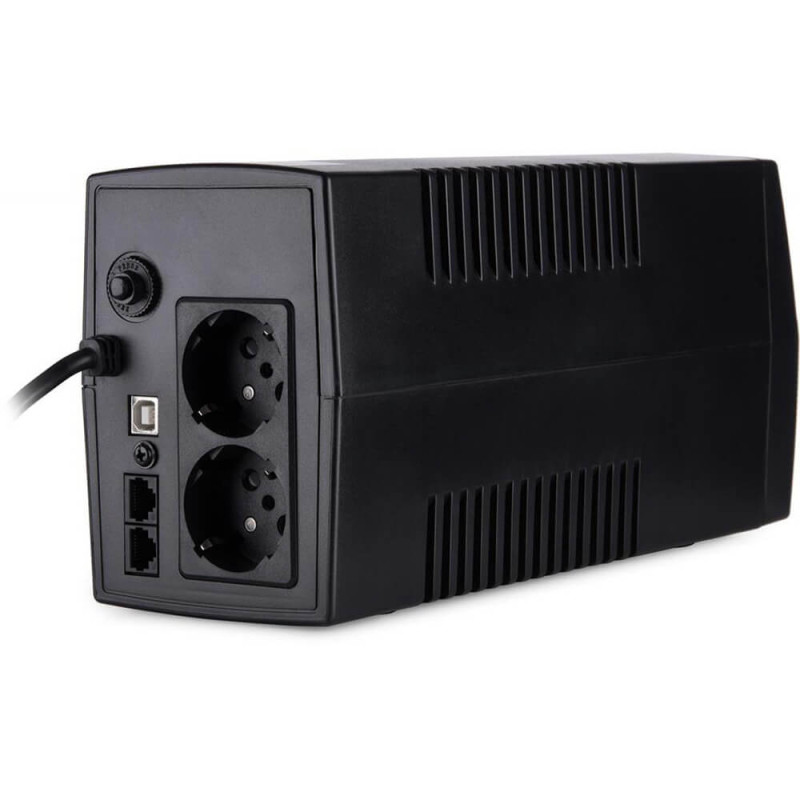 Джерело безперебійного живлення Vinga VPC-600PU 600ВА / 360 Вт з LCD-дисплеєм з USB у пластиковому корпусі