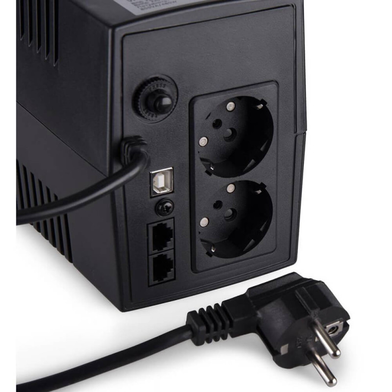 Джерело безперебійного живлення Vinga VPC-800PU 800ВА / 480 Вт з LCD-дисплеєм з USB у пластиковому корпусі