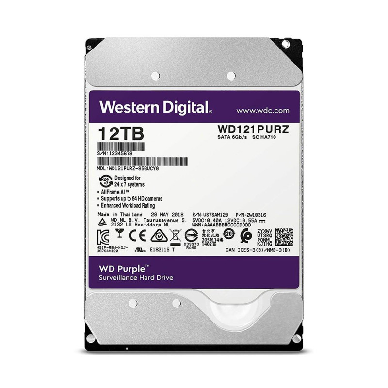 Купити Жорсткий диск 12TB Western Digital WD121PURZ для відеоспостереження. Системи безпеки для дому та офісу. Магазин RG-Group. Системи відеонагляду та охоронні сигналізації. Продаж та послуги встановлення