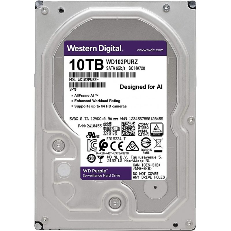 Купити Жорсткий диск 10TB Western Digital WD102PURZ для відеоспостереження. Системи безпеки для дому та офісу. Магазин RG-Group. Системи відеонагляду та охоронні сигналізації. Продаж та послуги встановлення