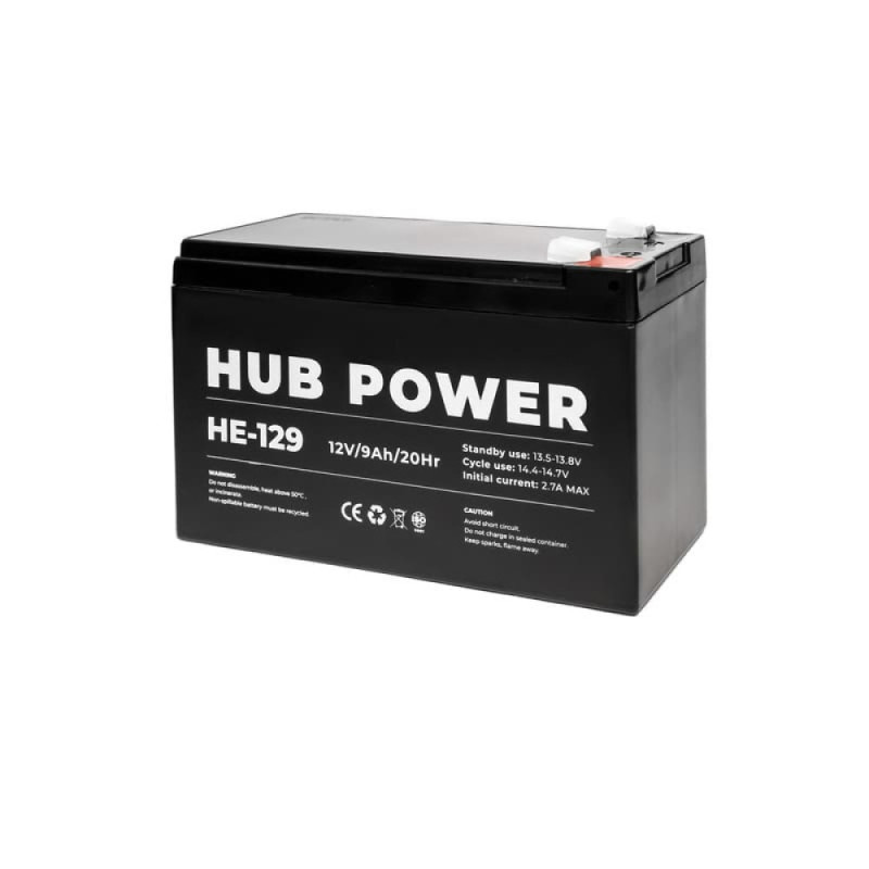 Купити Акумулятор 12В 9 Аг для ДБЖ Hub Power HE-129. Системи безпеки для дому та офісу. Магазин RG-Group. Системи відеонагляду та охоронні сигналізації. Продаж та послуги встановлення