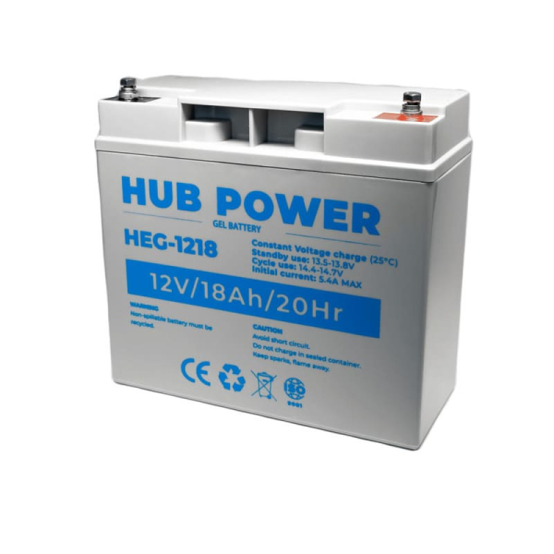 Купити Акумулятор гелевий 12В 18 Аг для ДБЖ Hub Power HEG-1218. Системи безпеки для дому та офісу. Магазин RG-Group. Системи відеонагляду та охоронні сигналізації. Продаж та послуги встановлення