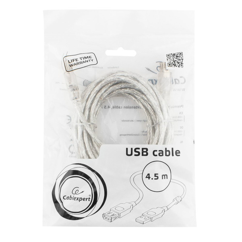 Подовжувач USB 2.0 AM/AF Cablexpert (CCF-USB2-AMAF-TR-15) 4.5 метра з феритовим кільцем
