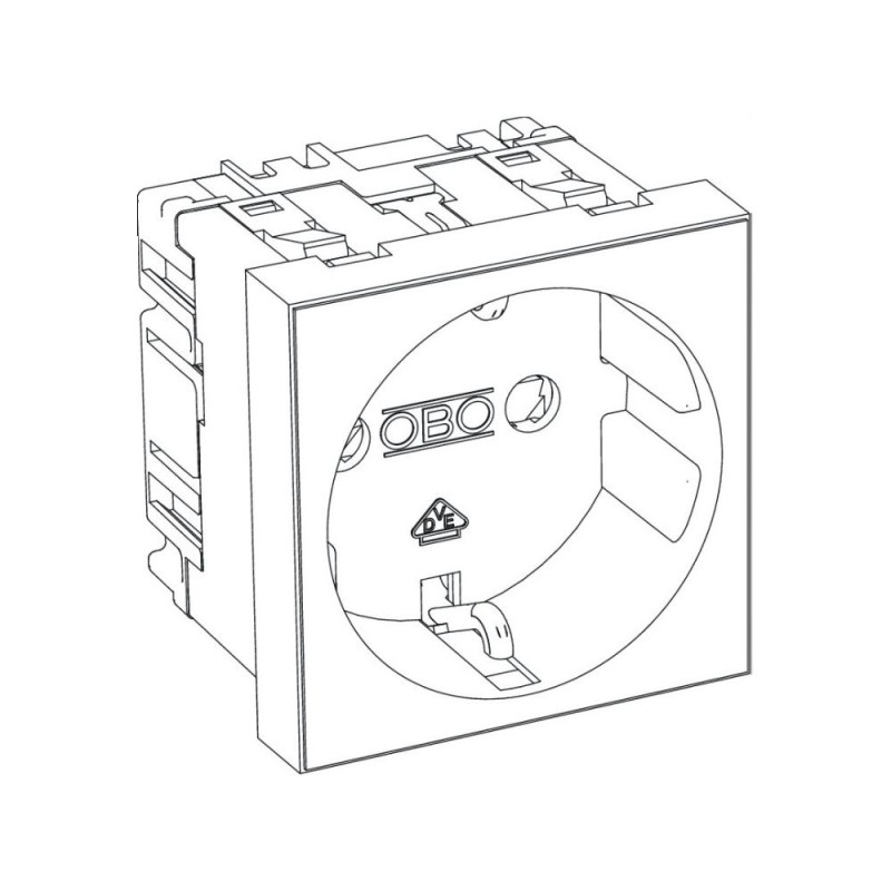 Розетка OBO Bettermann modul 45 із заземленням і шторками 250 В 16 A червона