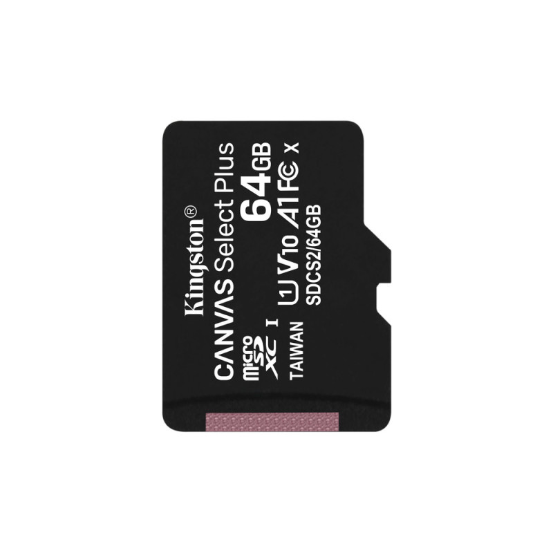 Купити Карта пам'яті Kingston microSDXC 64GB Canvas Select Plus Class 10 UHS-I U1 V10 A1 (SDCS2/64GBSP). Системи безпеки для дому та офісу. Магазин RG-Group. Системи відеонагляду та охоронні сигналізації. Продаж та послуги встановлення