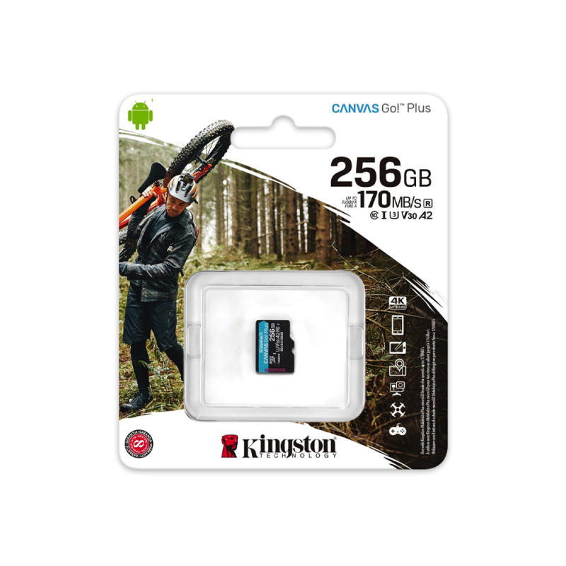 Карта пам'яті Kingston microSDXC 256GB Canvas Go! Plus Class 10 UHS-I U3 V30 A2 (SDCG3/256GBSP)