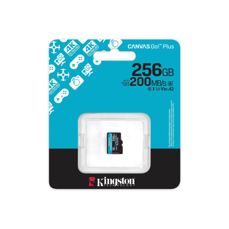 Карта пам'яті Kingston microSDXC 256GB Canvas Go! Plus G4 Class 10 UHS-I U3 V30 A2 (SDCG4/256GBSP)