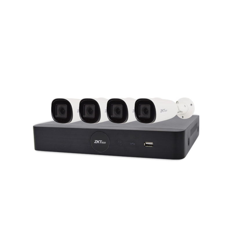 Купити IP комплект відеоспостереження з 4 камерами ZKTeco KIT-8504NER-4P/4-BL-852O38S. Системи безпеки для дому та офісу. Магазин RG-Group. Системи відеонагляду та охоронні сигналізації. Продаж та послуги встановлення