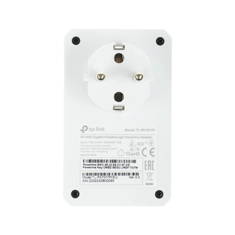 Комплект адаптерів TP-Link Powerline TL-PA7017P KIT із вбудованою розеткою