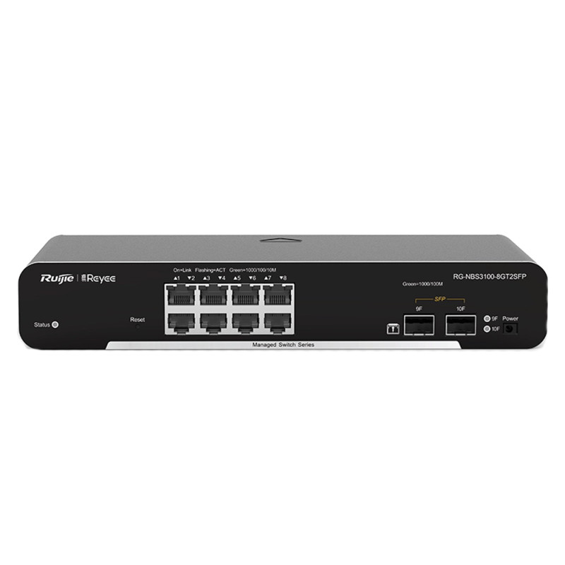 Купити Комутатор Ruijie Reyee RG-NBS3100-8GT2SFP керований 10-портовий без PoE. Системи безпеки для дому та офісу. Магазин RG-Group. Системи відеонагляду та охоронні сигналізації. Продаж та послуги встановлення