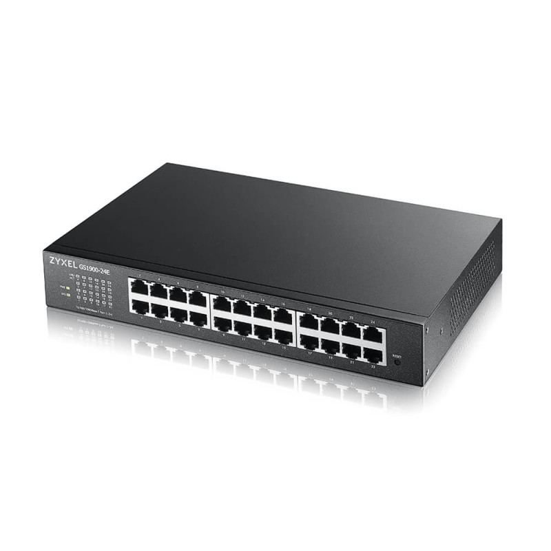 Купити Смарт-керований комутатор на 24 порти ZyXEL GS1900-24E (GS1900-24E-EU0102F). Системи безпеки для дому та офісу. Магазин RG-Group. Системи відеонагляду та охоронні сигналізації. Продаж та послуги встановлення