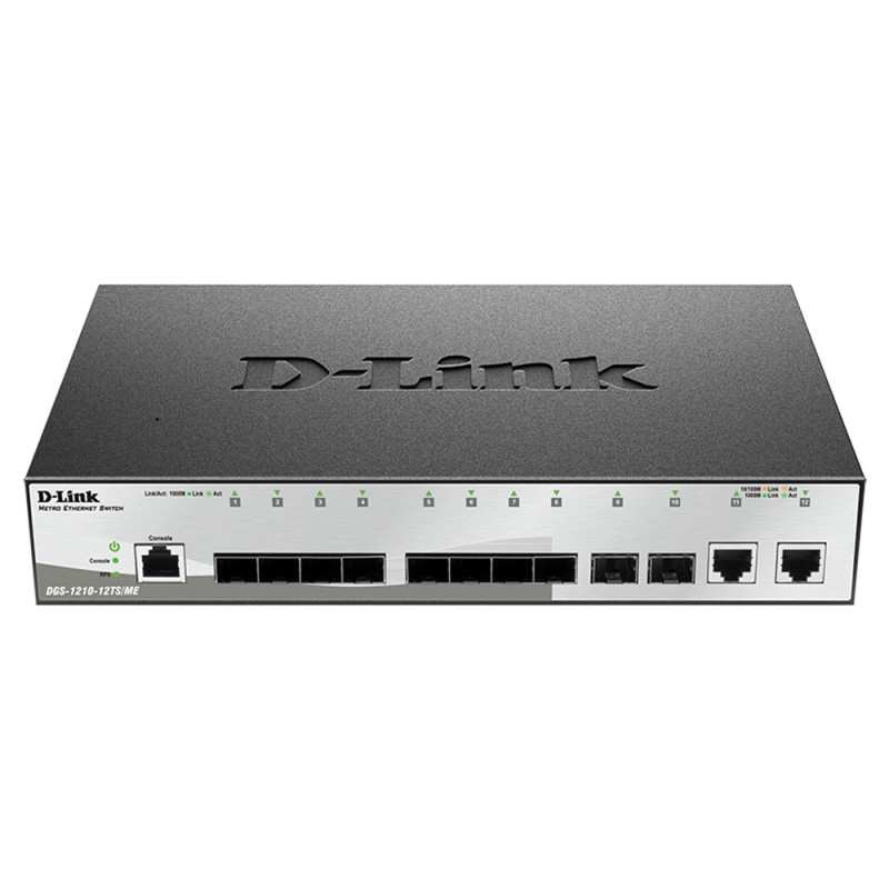 Купити Комутатор D-Link DGS-1210-12TS/ME 10xSFP(1G), 2x1GE керований. Системи безпеки для дому та офісу. Магазин RG-Group. Системи відеонагляду та охоронні сигналізації. Продаж та послуги встановлення
