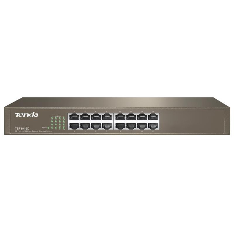 Купити Комутатор TENDA TEF1016D 16xFE, Rackmount, Некерований. Системи безпеки для дому та офісу. Магазин RG-Group. Системи відеонагляду та охоронні сигналізації. Продаж та послуги встановлення