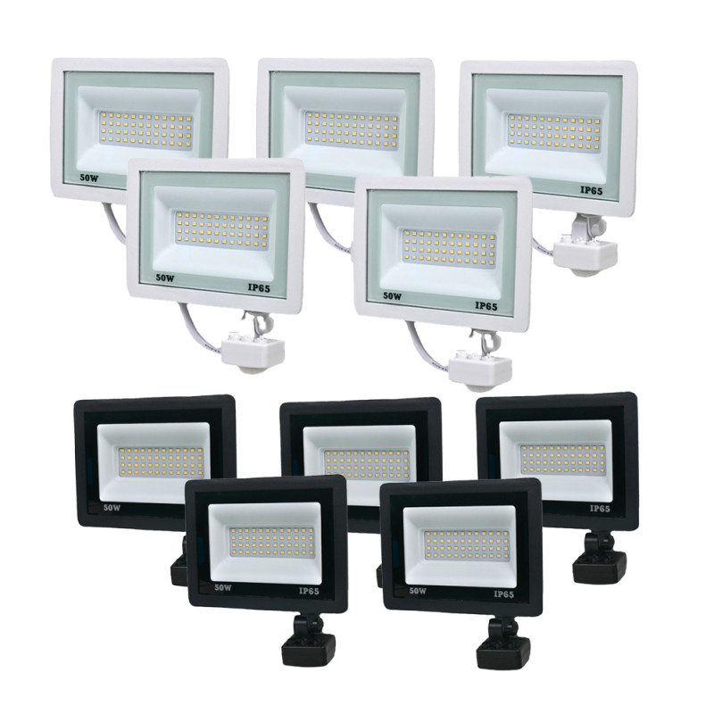 Купити Комплект 5+5 світлодіодних прожекторів Lightwell 50W з датчиком руху: 5 x LW-FL-W-50-S та 5 x LW-FL-B-50-S. Системи безпеки для дому та офісу. Магазин RG-Group. Системи відеонагляду та охоронні сигналізації. Продаж та послуги встановлення