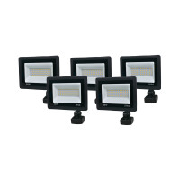 Купити Комплект із 5 світлодіодних прожекторів Lightwell 50W з датчиком руху (LW-FL-B-50-S). Системи безпеки для дому та офісу. Магазин RG-Group. Системи відеонагляду та охоронні сигналізації. Продаж та послуги встановлення