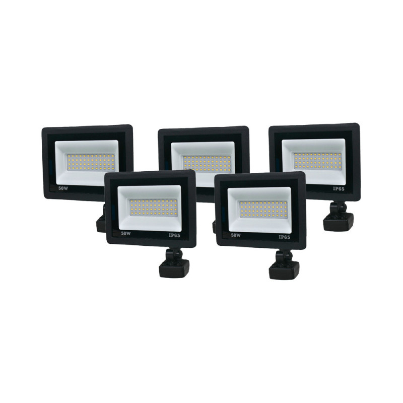 Купити Комплект із 5 світлодіодних прожекторів Lightwell 50W з датчиком руху (LW-FL-B-50-S). Системи безпеки для дому та офісу. Магазин RG-Group. Системи відеонагляду та охоронні сигналізації. Продаж та послуги встановлення