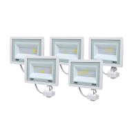 Купити Комплект із 5 світлодіодних прожекторів Lightwell 50W з датчиком руху (LW-FL-W-50-S). Системи безпеки для дому та офісу. Магазин RG-Group. Системи відеонагляду та охоронні сигналізації. Продаж та послуги встановлення