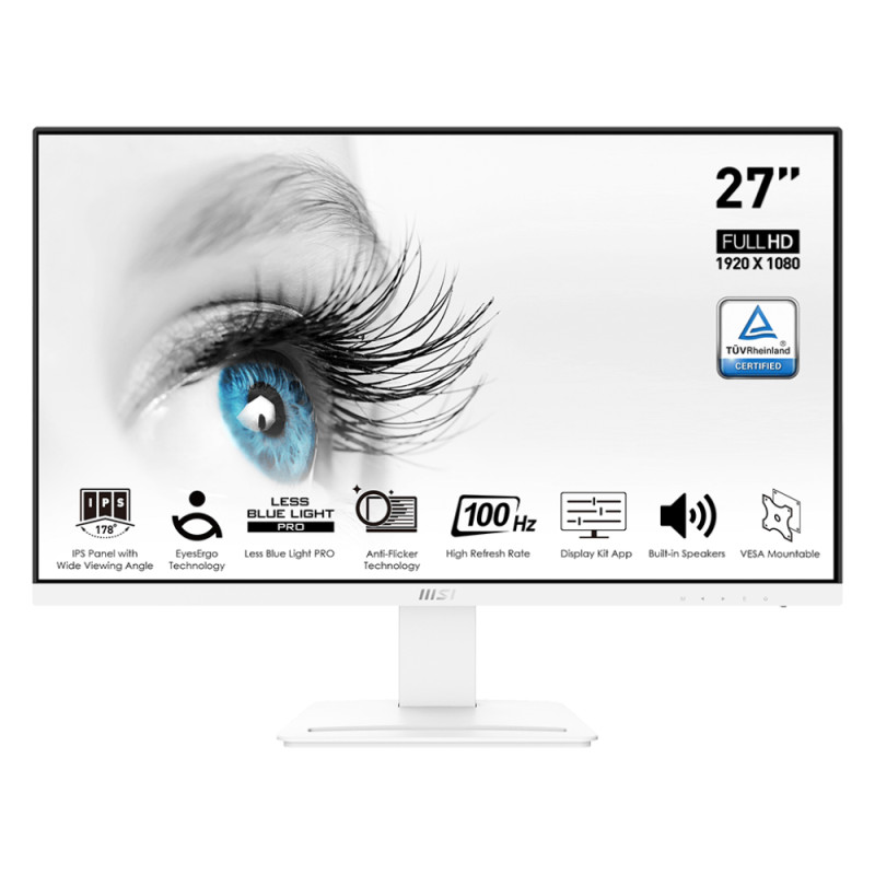 Купити Монітор 27" MSI PRO MP273W white. Системи безпеки для дому та офісу. Магазин RG-Group. Системи відеонагляду та охоронні сигналізації. Продаж та послуги встановлення