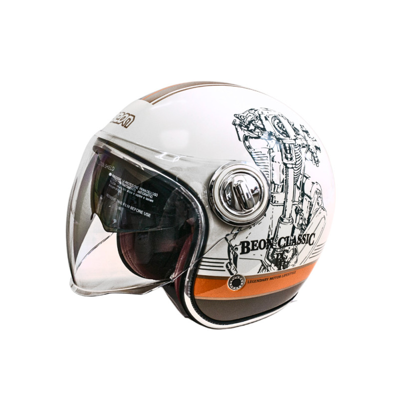 Купити Мотошолом відкритий Beon B-108A ABS 203 SHINY CREAM/ORANGE (глянець кремовий/помаранчевий), розмір L. Системи безпеки для дому та офісу. Магазин RG-Group. Системи відеонагляду та охоронні сигналізації. Продаж та послуги встановлення