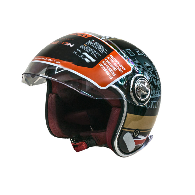 Купити Мотошолом відкритий Beon B-108A ABS MOTO SHINY BLACK/GOLD (глянець чорний/золотий), розмір XL. Системи безпеки для дому та офісу. Магазин RG-Group. Системи відеонагляду та охоронні сигналізації. Продаж та послуги встановлення