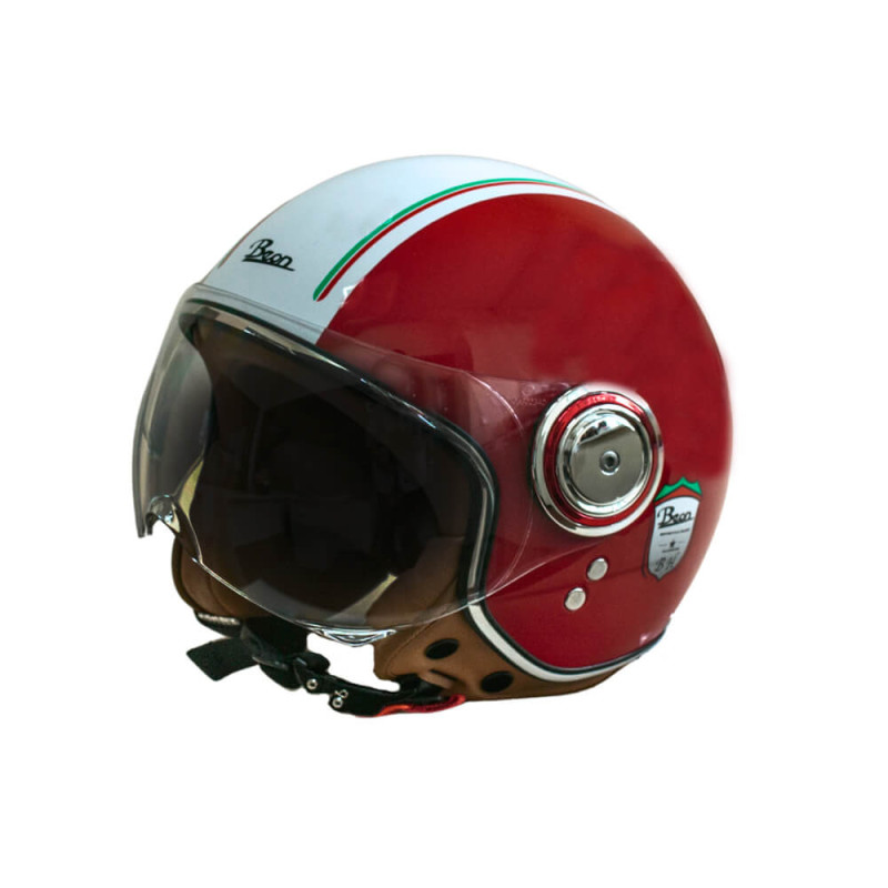 Мотошолом відкритий Beon B-110B Ferrari SHINY RED/WHITE (глянець червоний/білий), розмір XL